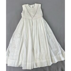 Strasburg Dress White Smocked Sleeveless Bullion Embroidery Portrait Vacation 5Y